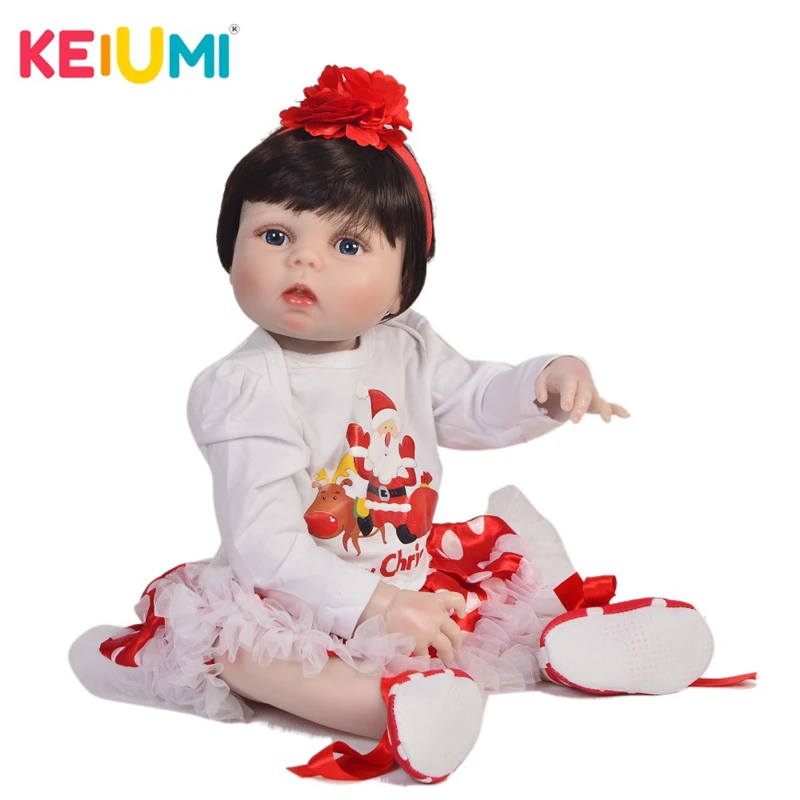 KEIUMI, 23 дюйма, полностью силиконовая Детская кукла,, ручная работа, Реалистичная, возрожденная, для младенцев, для девочек, игрушка для детей, рождественский подарок, перед сном, Playmate