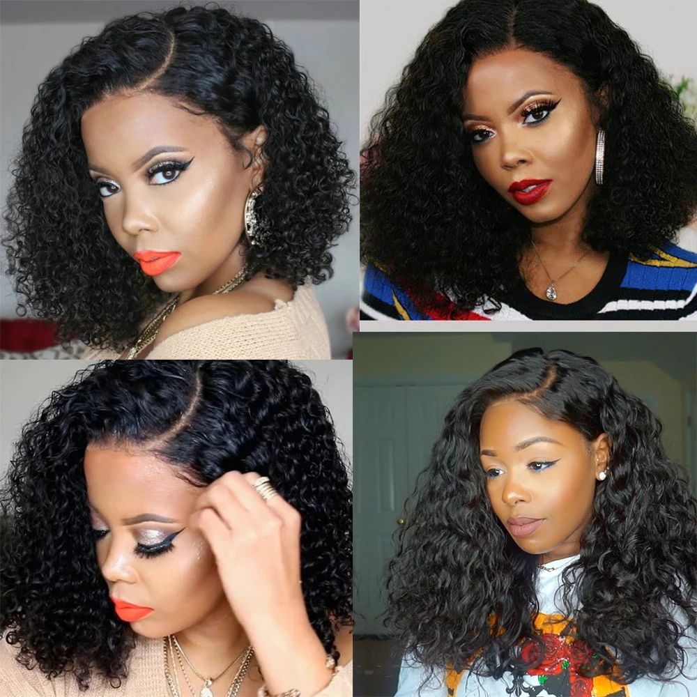 T lace curly bob wig