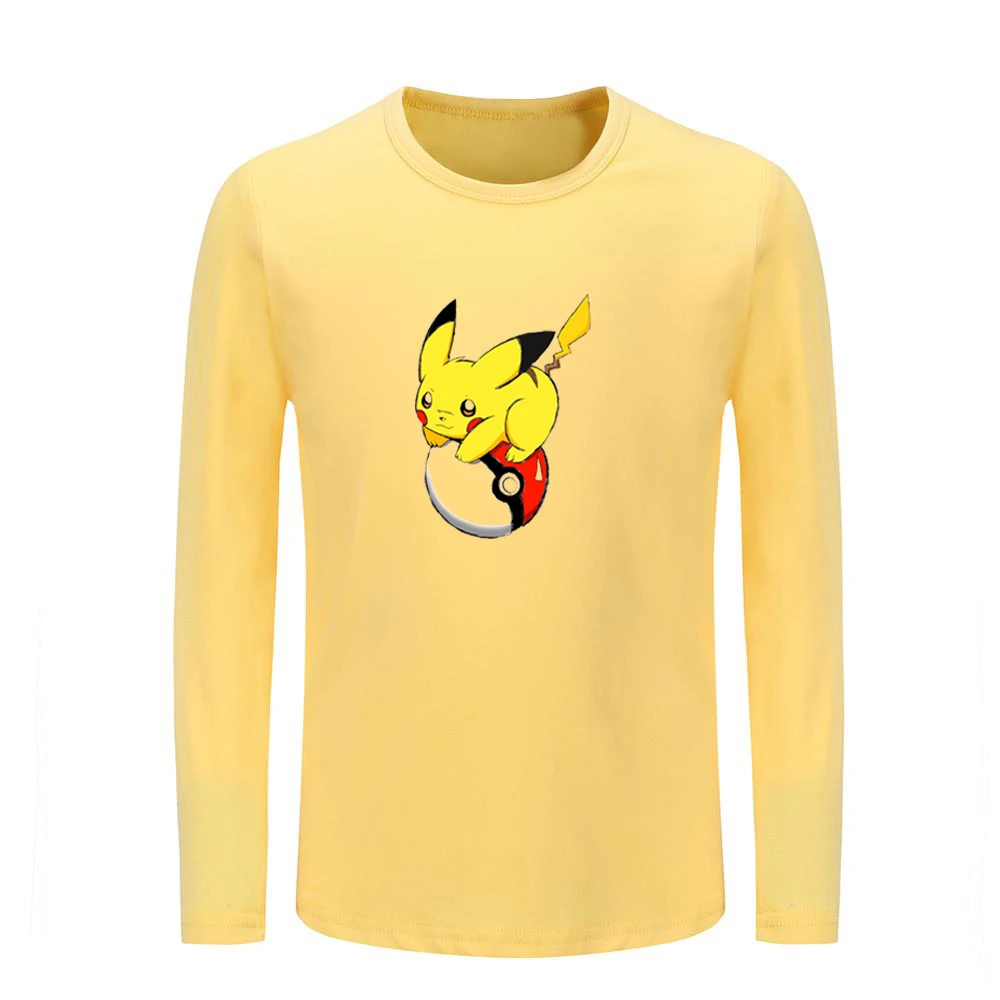 Детские футболки с рисунком покемона покебол PIKACHU Детские футболки с рисунком топы с длинными рукавами для мальчиков и девочек, рождественский подарок