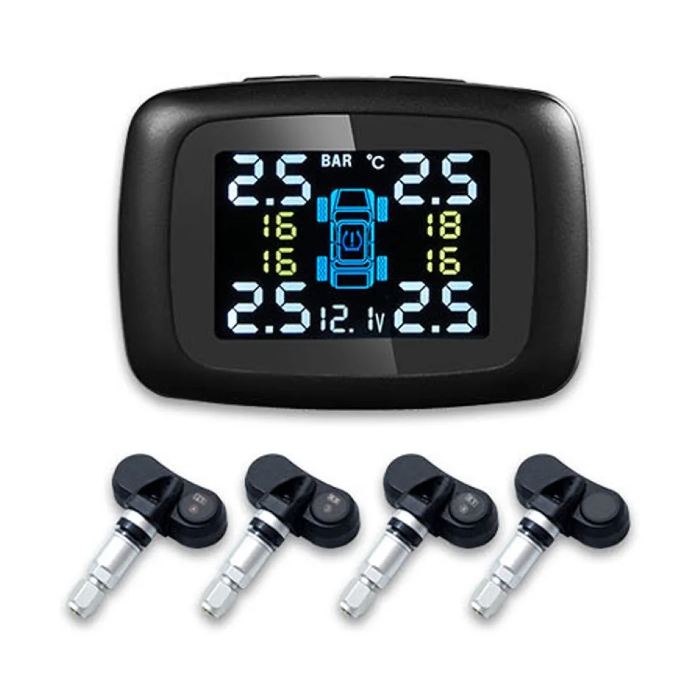 Автомобиль TPMS ЖК-дисплей монитор давления в шинах Система с 4 внешними/внутренними датчиками