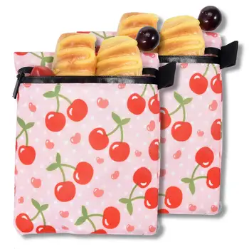 

2PCS/Set Kitchen Storage Bag Snack Bag Reusable Dishwasher-safe Pouch For Children Adults Zipper Printed Food Storage Bag