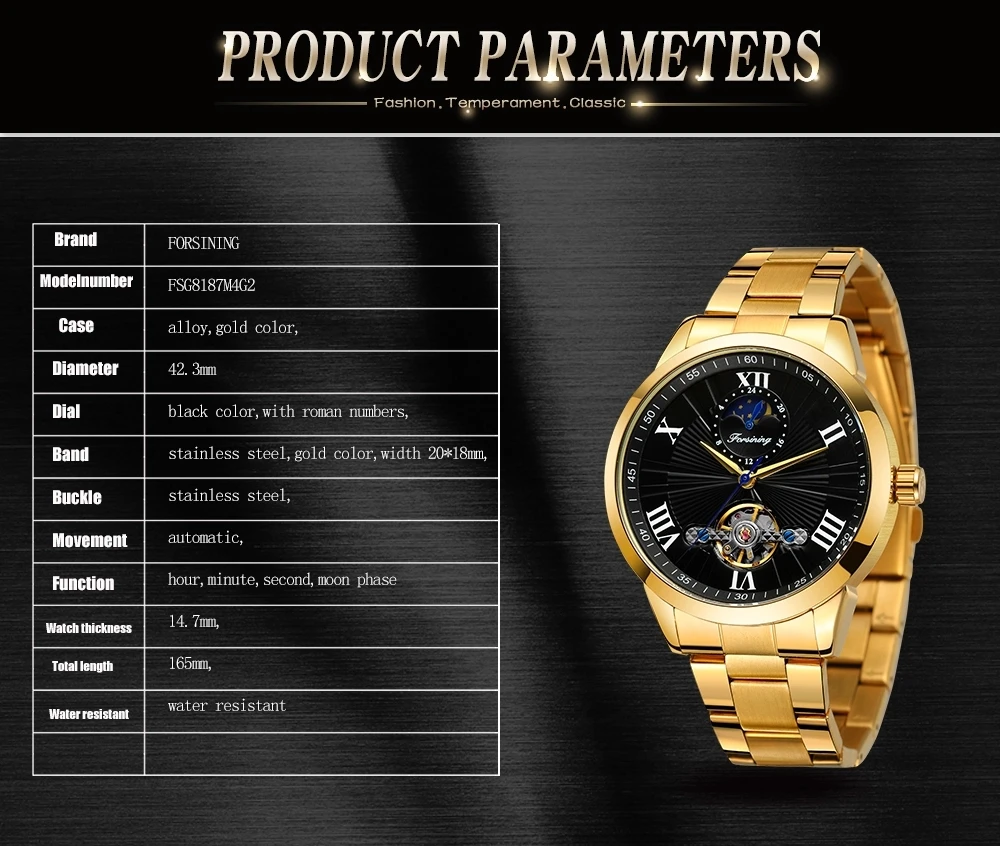 Moon Phase Мужские часы Tourbillon деловые наручные часы для мужчин автоматические механические золотые часы для мужчин relogio masculino WINNER
