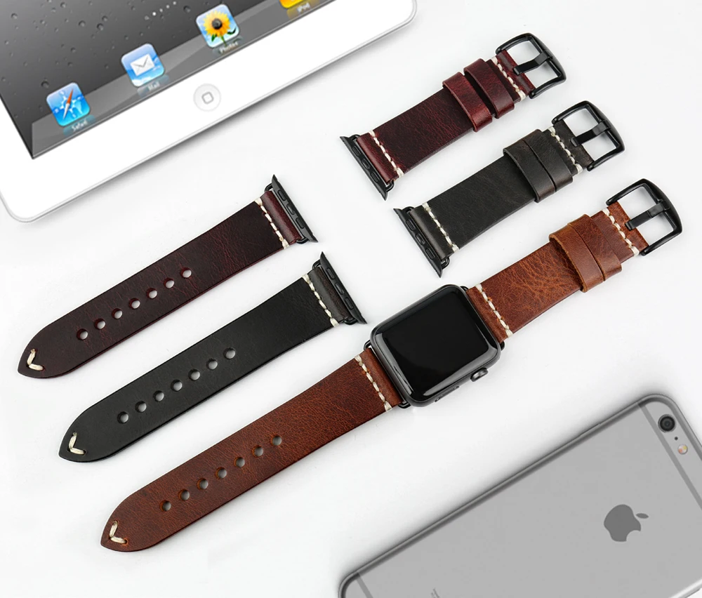 Фото Ремешок кожаный для Apple Watch Band 49 мм 44 мм 45 мм 40 мм 42 мм 41 мм 38 мм Series 8 7 6 5 4 3 №4