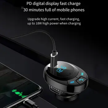 

Dual USB And Type-C Charging Ports Car Bluetooth FM Transmitter, Hands-free Wireless FM Radio Bluetooth Adapter