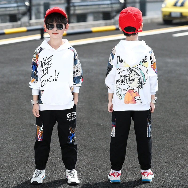 Conjunto de ropa deportiva alta calidad niños, de chándal con capucha y pantalones de dibujos animados, traje de otoño para adolescentes|set de ropa| - AliExpress