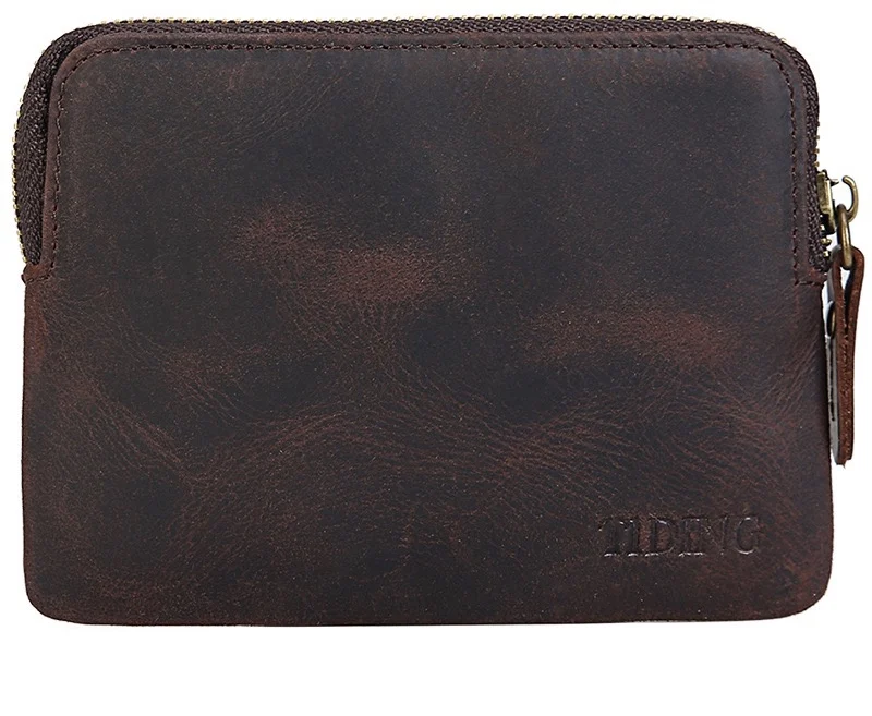 Goedkoop Lederen unisex portemonnee vintage sleutel case kleine item bag