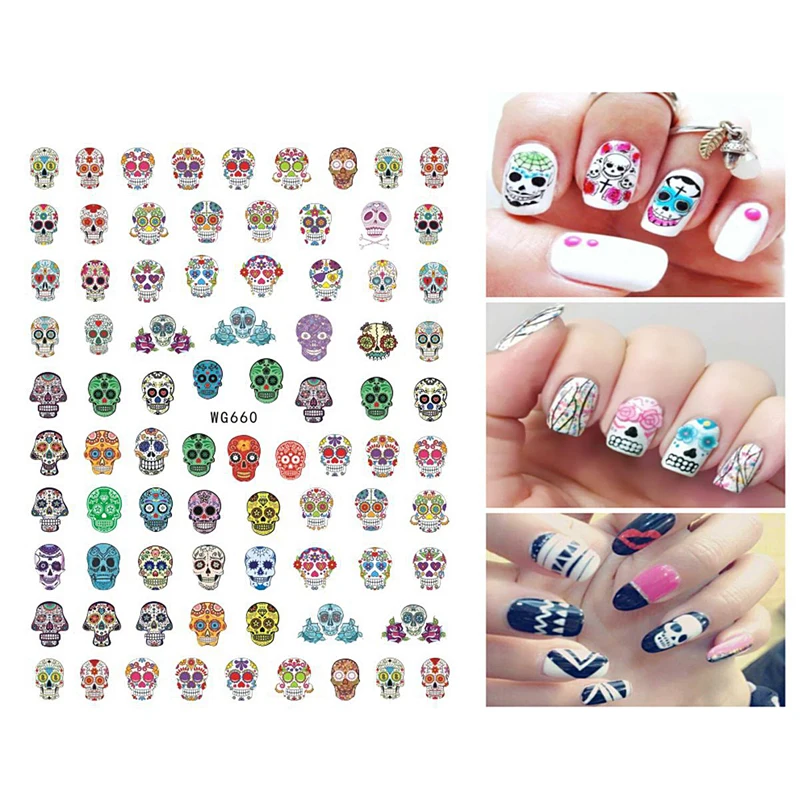 Halloween Series Nail Sticker Collection Skull Head Night Glowing Ghost Bat Nail Slider 10PCS 3