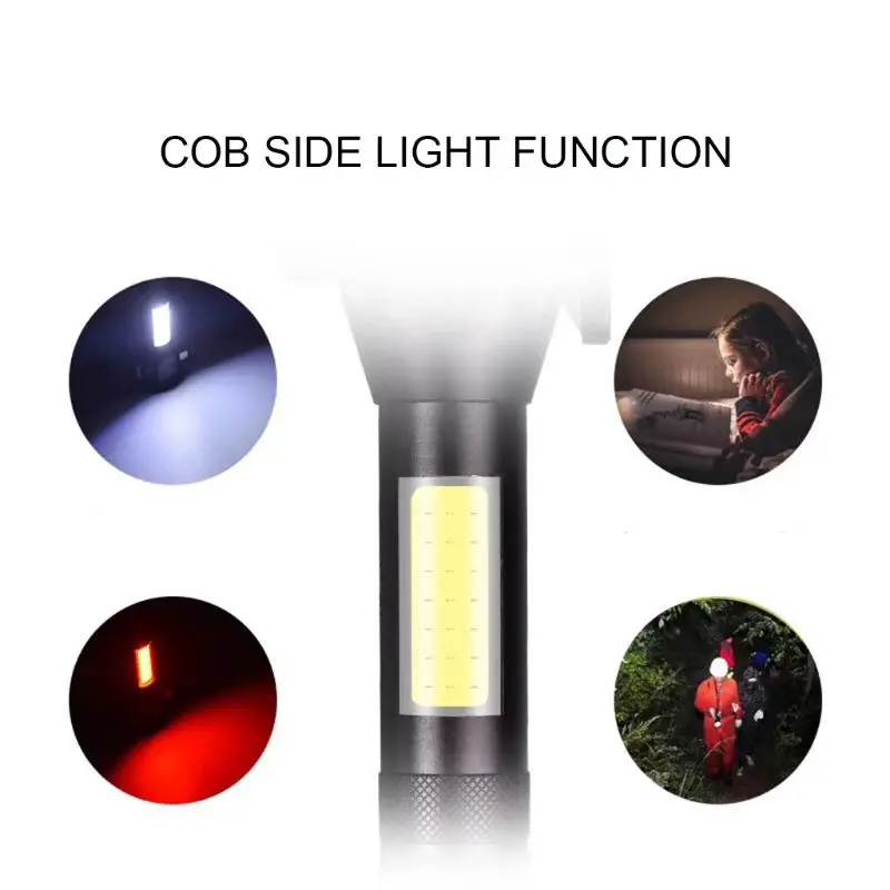 

Multi-Function T6 Rescue Flashlight L2 Telescopic Zoom Mini Glare Rechargeable Flashlight with Safety Hammer and Cutter A6HC