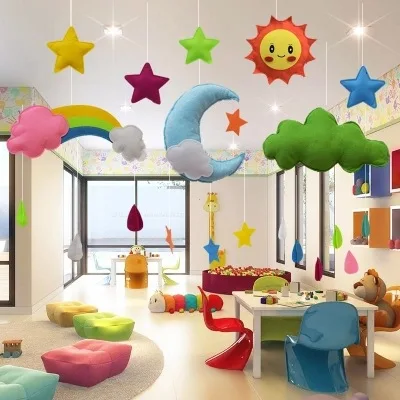 Nonwoven Fabric Stereo Cloud Sun Rainbow Star Pendant Home CHILDREN'S Room School Creative GIRL'S Heart Bracelet Charm
