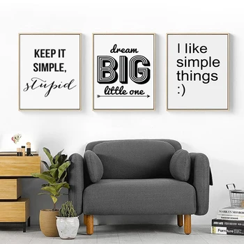 

Canvas Painting English Phrase Proverbs Life Inspirational Poster Black and White Art Decoration Room Decor