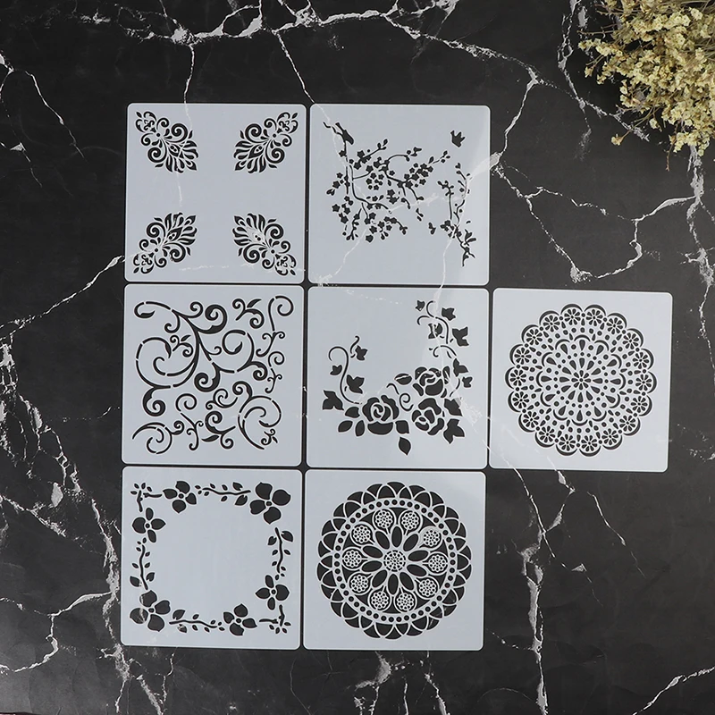 

7pcs Craft Scrapbooking Embossing Template Diy Wall Painting Layering Stencils