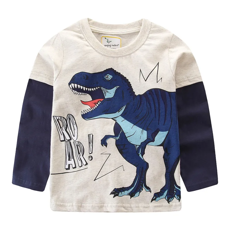 Футболка с длинным рукавом для мальчиков изображением динозавров|boys designer t shirt|boys