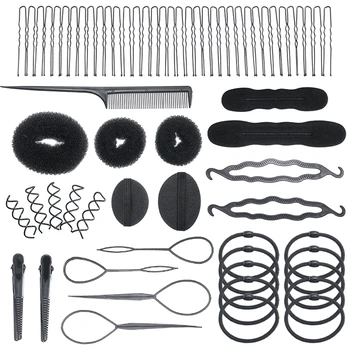 

71Pcs Bun Making Tool Bun Maker Hair Twist Braid Ponytail Styling Clip Set Sponge Roller Hairdisk Hair Braiders