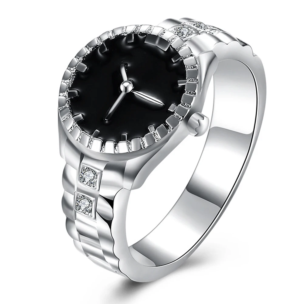 Fashion Dial Quartz Analog Watch Ring Creative Steel Cool Silver Plated Finger For Women Mens Jewelry | Украшения и аксессуары