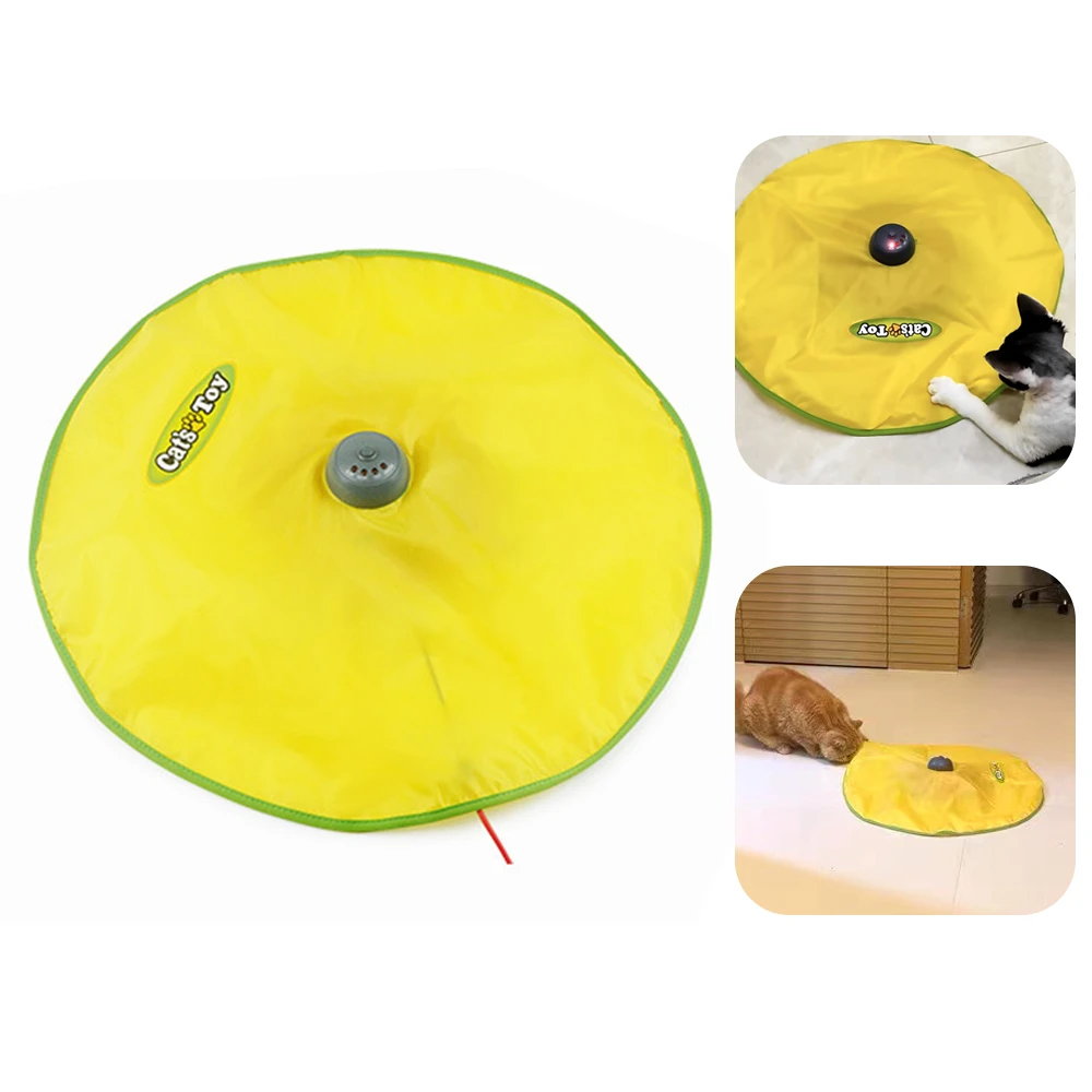4 Speeds Interactive Pet Toy for Cat Kitty Motion Undercover Mouse Fabric Moving Feather Automatic Electric Cat Toy Plate small dog toys