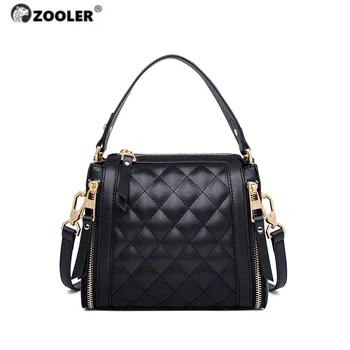 

ZOOLER Exclusively Luxury Cow Leather Handbag Plaid Shoulder Bag Solid Handmade Women Bags#HS266
