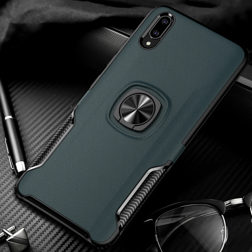 Палец кольцо подставка чехол для телефона для huawei Y9 Prime/Y6/Y7/Y9 PC& TPU бизнес противоударный адсорбционный чехол