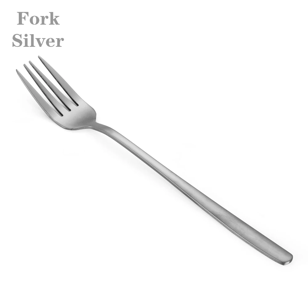 1 шт. из нержавеющей стали Радужный цвет длинная ручка еда вилка ложки Чай Кофе лапша суп столовая посуда кухонные принадлежности - Цвет: Fork silver