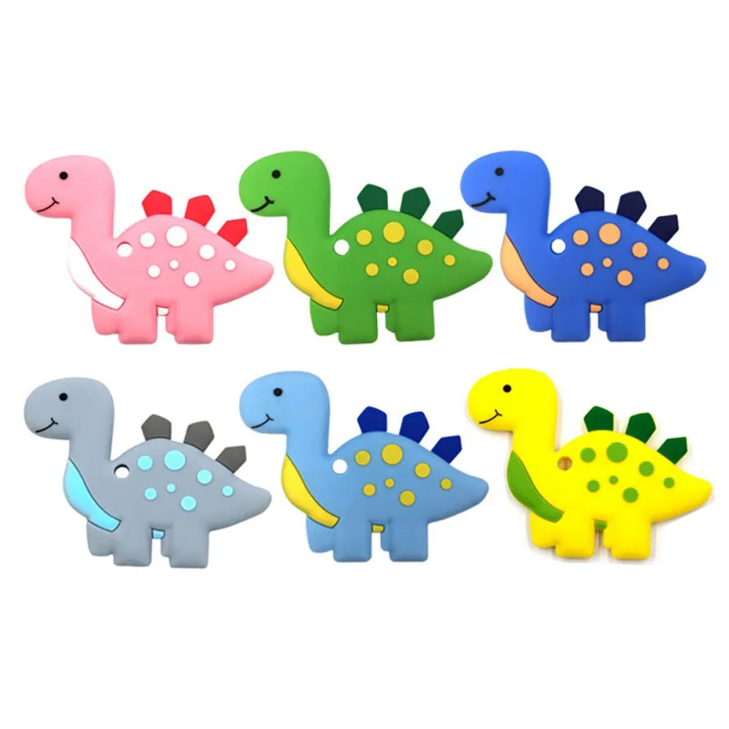 amazing  2019 Newborn Baby Teething Toys BPA Free Soft Silicone Animal Dinosaur Teethers With Pacifier Clip