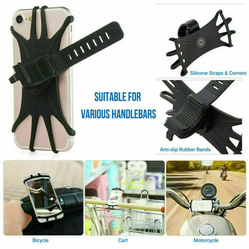

Universal Silicone Motorcycle Bike Handlebar Stand Mount Bracket Bike Mount Mobile Phone Holder For Cellphone iPhone GPS Device