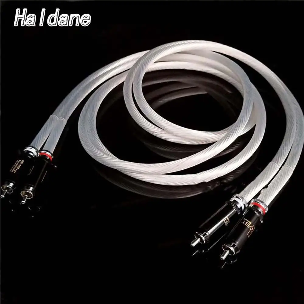 Haldane Pair HIFI RCA Cable Audio Cable 7N OCC Silver Plated Interconnect Cable With Rhodium-plated white gold WBT-0102 AG