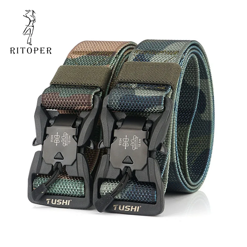 

Camouflage Nylon New Tecnology Tactical Belt with Magnetic Alloy Buckle for Outdoor Training Mountaineering