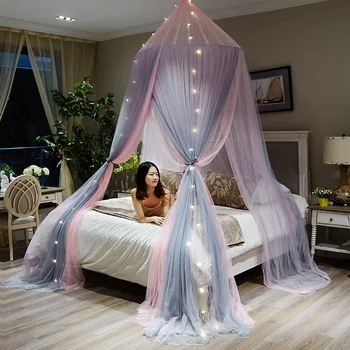 

Double-Layer Dome Princess Mosquito Net Ceiling Round Hanging Tattoo Net Cute Girl Elegant Bed Curtain