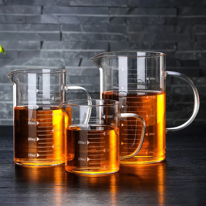

High Borosilicate Glass Glass Cup Drinks Container Coffee Pots Bar Beer Glass Measuring Cup Measurement Jug 350ml/500ml