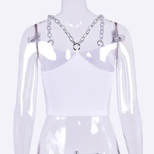 Сезон весна-лето; модная повседневная женская одежда; Новая пикантная однотонная жилетка с железной цепочкой