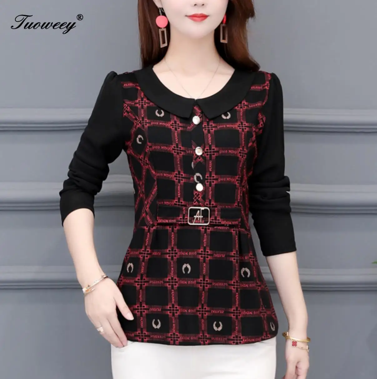 

blusas mujer de moda 2020 plaid print office button blouse women tops camisas mujer chemisier femme womens tops and blouses