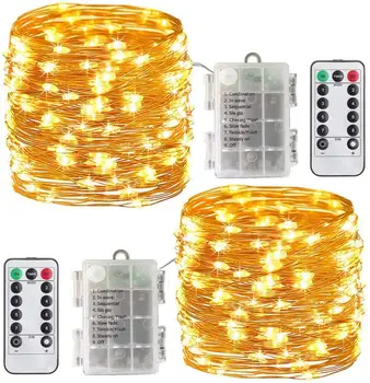 5MLed Kerstverlichting Battery Operated met afstandsbediening Waterdichte 8 Modi String Lights voor Thanksgiving Kerstversiering