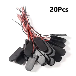 Soporte de batería 20 piezas CR2032, 2x3V, botón de moneda, caja de soporte de batería con interruptor de encendido/apagado, tipo de cable de plomo
