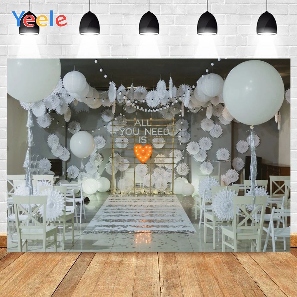 

Yeele Birthday Wedding White Balloon Chair Vinyl Background Photophone Photography Baby Photo Studio for Decor Customized Size