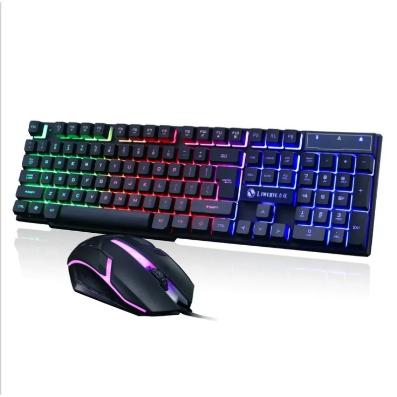 Игровая клавиатура, мышь, набор, механическое чувство, клавиатура с подсветкой, водонепроницаемая геймерская мышь, клавиатура, мультифункциональная панк-клавиатура - Цвет: Black set
