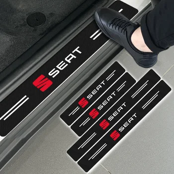 

4pcs Car Carbon Fiber Auto Door Sill Protector Stickers for SEAT Leon Ibiza Alhambra Niva Kalina Priora Granta Largus Car gadget