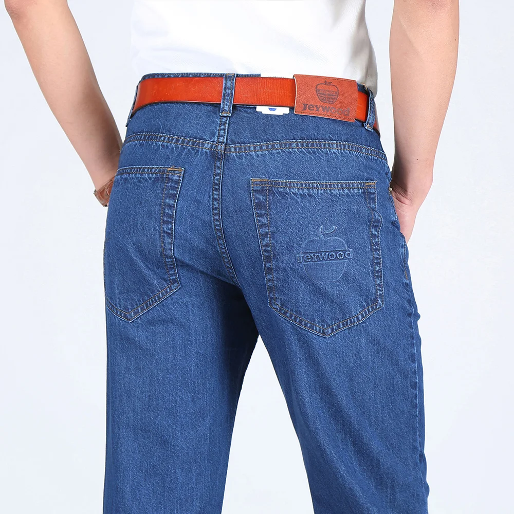 2021 Mens Classic Thin Summer Jeans Blue Male High Waist Denim Overalls 100% Cotton High Quality Brand Men Jean Pants Size 40 42 2