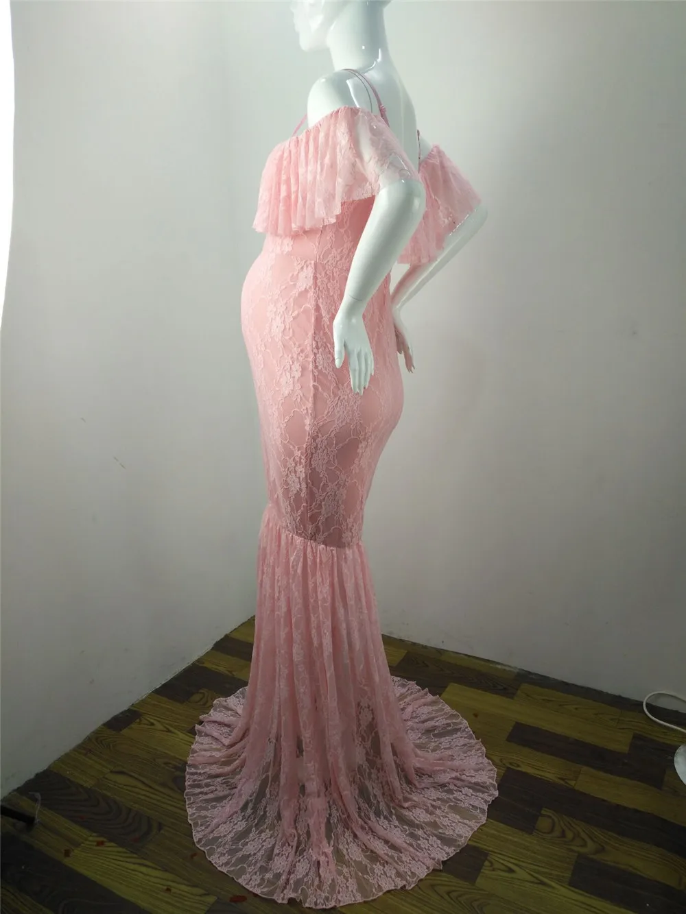 Lace Fancy Women Dress Maternity Photography Props Off Shoulder Pregnancy Dresses Ruffles Maternity Gown Clothes For Photo Shoot (10)