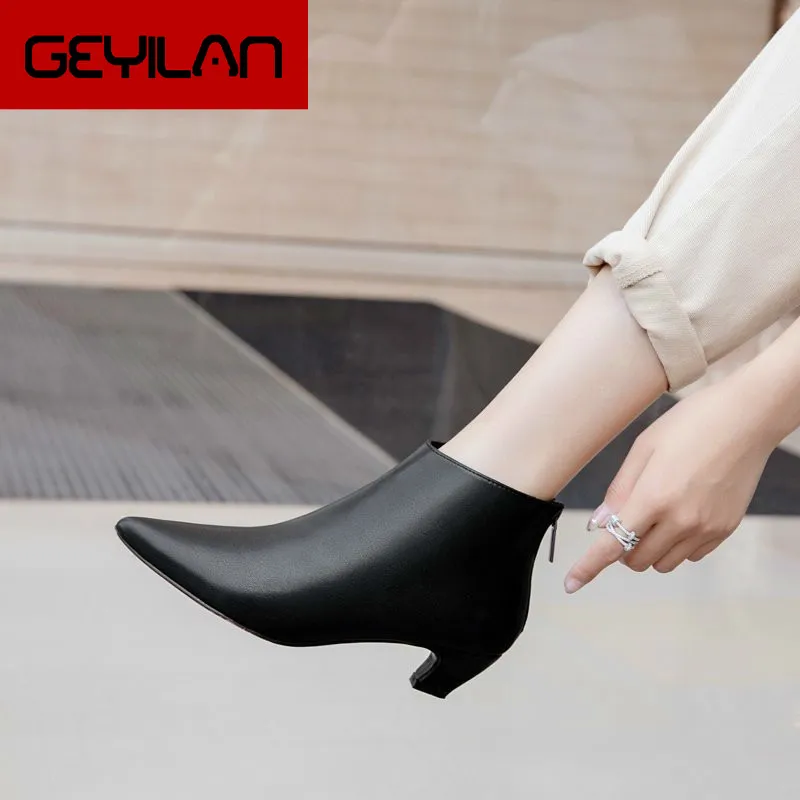 Boots Female Women Shoes Ankle 2020 New Autumn British Style Genuine Leather with Short Boots Elegant Lady Motorcycle Boots