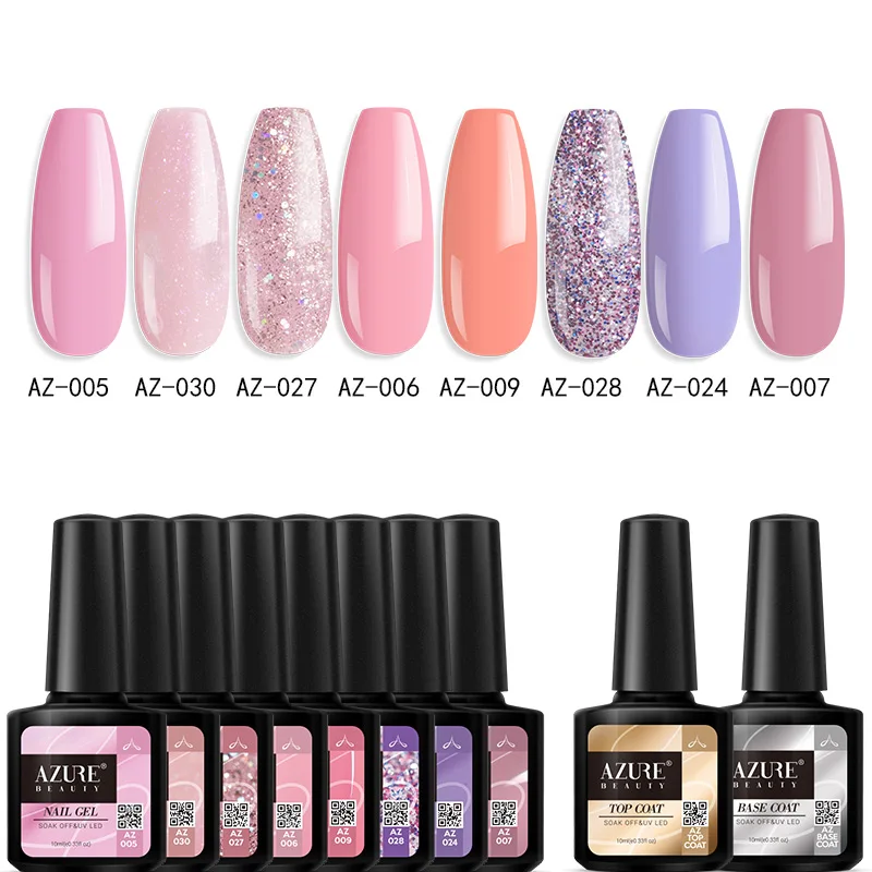 Azure beauty 10 шт./лот блестящие Гелевые наборы для ногтей впитывающее покрытие