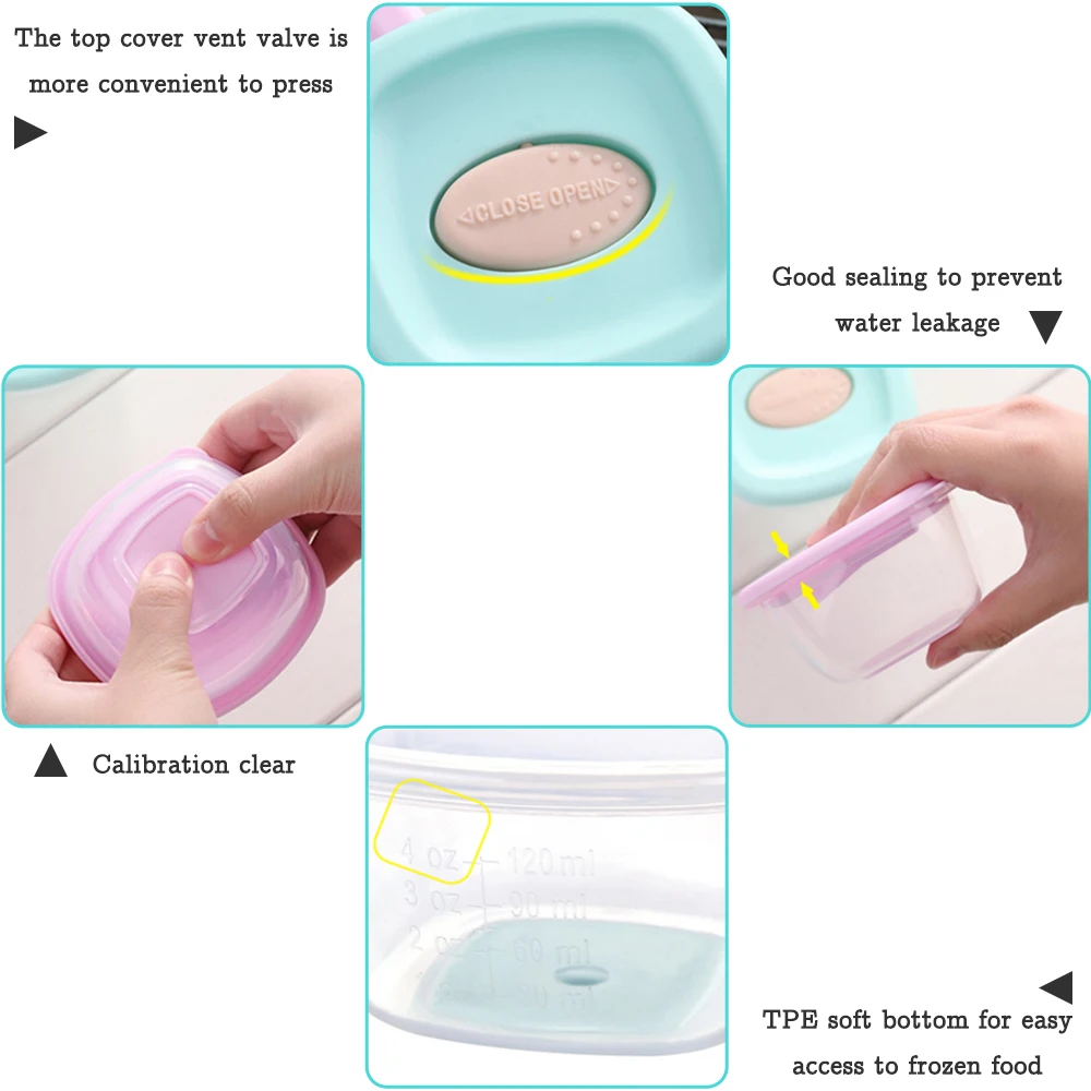 Baby Food Containers Children's Snack Box Baby Milk Feeding Food Storage Container Convenient Microwave Freezer Food Box 4Pcs