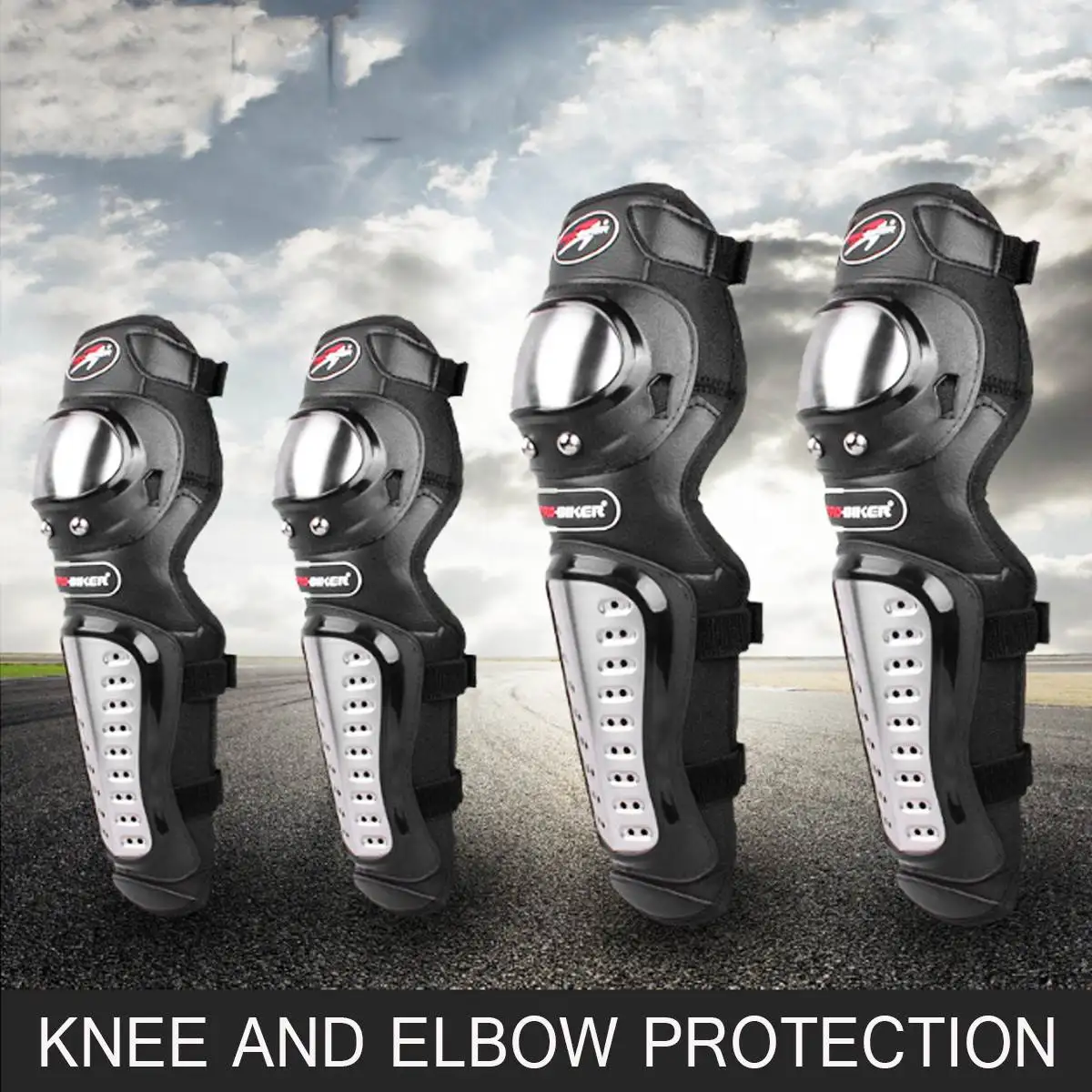 4pcs Sports Knee and Elbow Pads Protector Motorcycle Bicycle Riding Protective Knee Guard Cycling Elbow Guards Support Braces