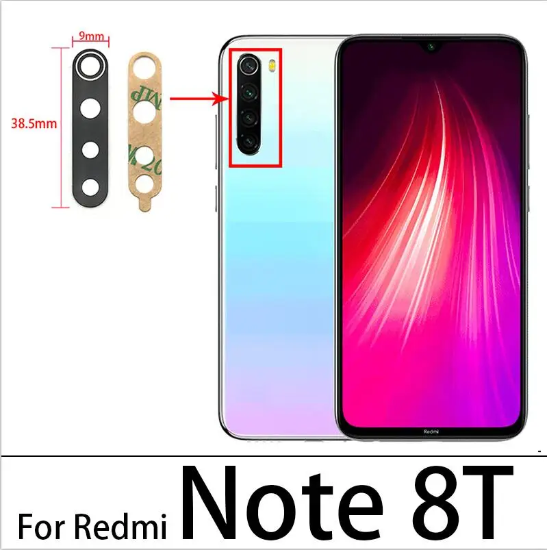 2Pcs Rear Back Camera Glass Lens For Xiaomi Redmi Note 8 Pro 7 9 9S 10 Pro 10s 8T 9A 9C / Mi Note 10 10T Pro Lite With Adhesive 