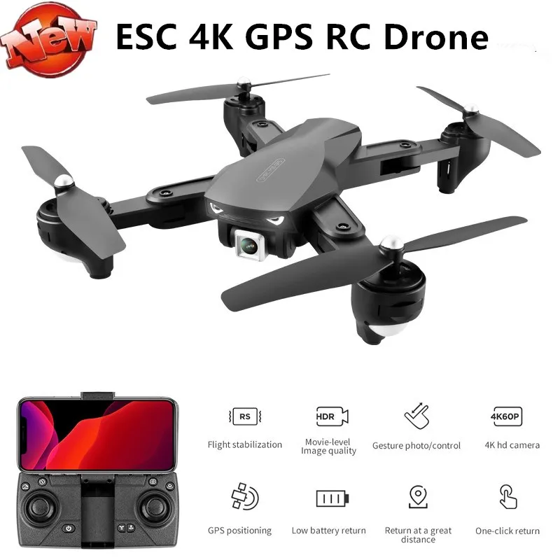 Профессиональный Радиоуправляемый квадрокоптер с GPS 4K HD широкоугольная камера ESC
