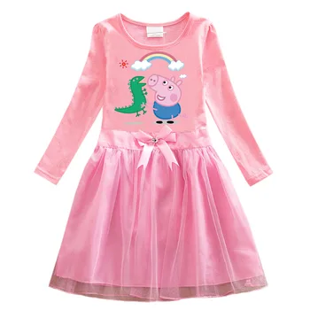 

Peppa Pig original dolls toys lovely Kids girl Princess Dress Girls lace peppa pig girl Dress Gifts peppa pig original Dolls