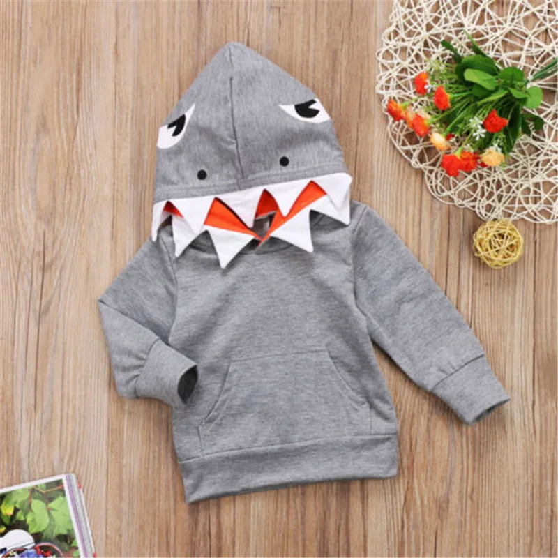 Kids Jackets Cartoon Fashion Toddler Boys Long Sleeve Hooded Tops 1-6T