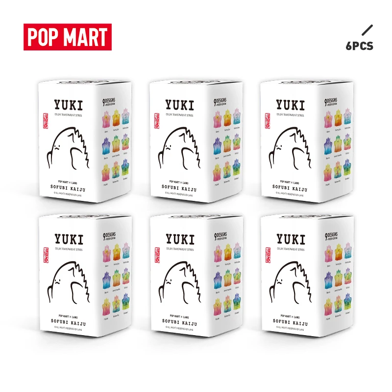 POP MART 6PCS YUKI Transparent Series Blind Box Doll Binary Action Figure Birthday Gift Kid Toy free shipping | Игрушки и хобби
