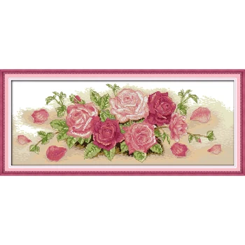 

Everlasting Love Chinese Cross Stitch Kits Pink Rose (2) Ecological Cotton Clear Stamped Printed 14CT DIY Christmas Decoration