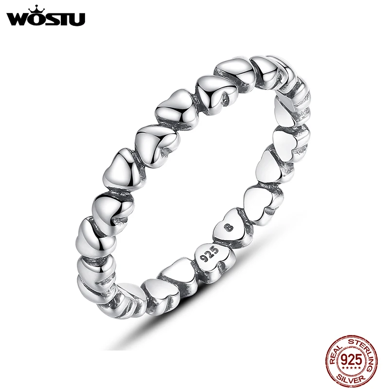 Женское кольцо с сердечком WOSTU 100% стерлингового серебра 925 пробы европейский