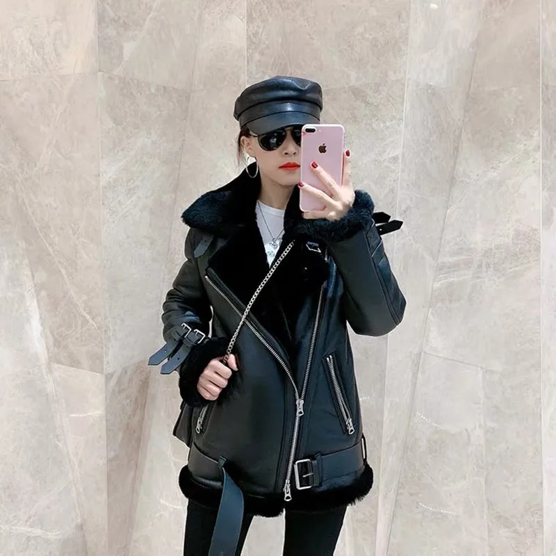 

Real Fur Coat Women Luxury 2023 Winter Thick Warm Merino Sheep Fur Jacket Women Streetwear Clothes High Quality