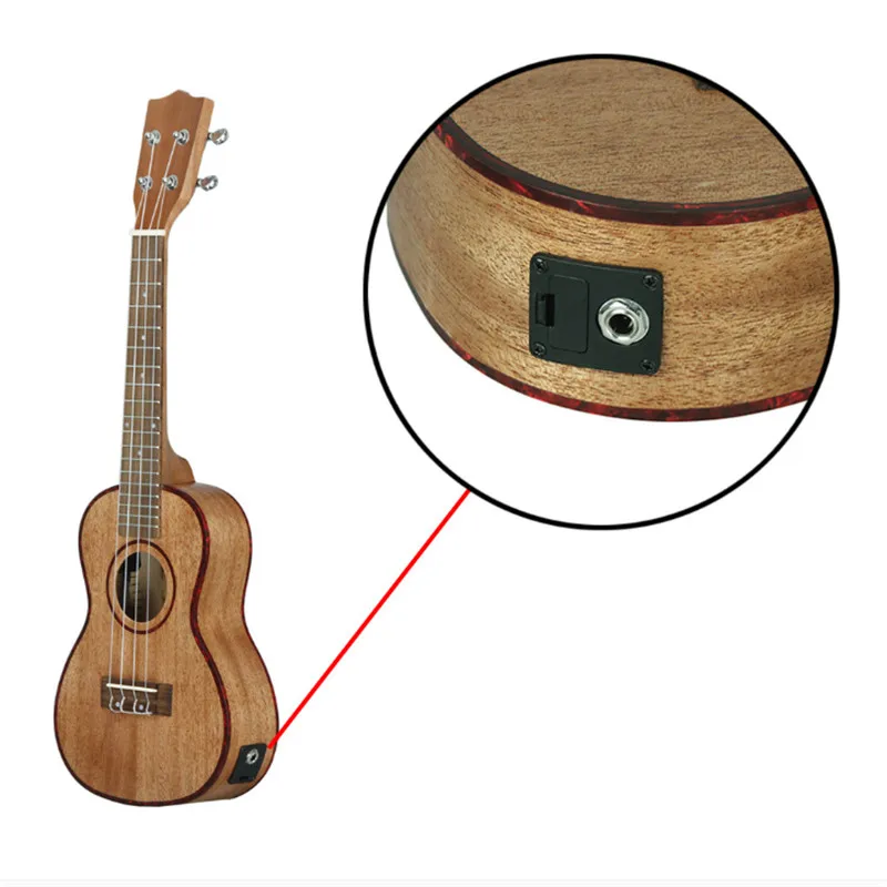 24 дюйма миниатюрная гитара укулеле-раковина абалона, Sapele Ukulele нейлоновыми струнами High-end 2-ступенчатый пикап ЖК-дисплей Дисплей Профессиональный музыкальный инструмент